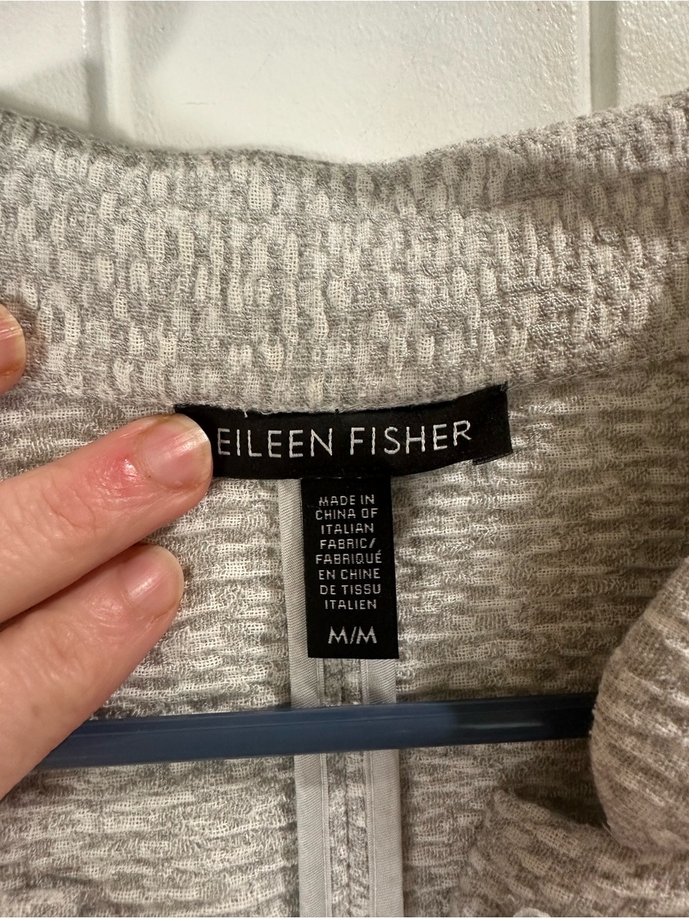 Eileen Fisher M Gray Textured Tencel Cotton Longline Jacket Italian Fabric - Picture 3 of 7
